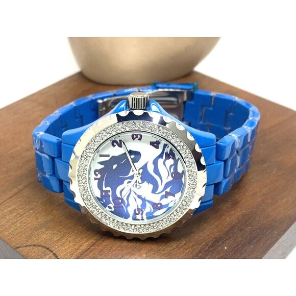Disney Frozen Women's Watch WDS000835 Quartz Blue Band Crystals Bezel 41mm - Picture 9 of 15